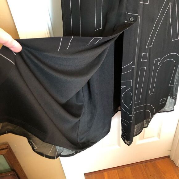 CALVIN KLEIN - 🎉HP🎉 NWT - L Sz 6 Short Sleeve Logo Maxi Illusion Shirtdress - Picture 12 of 16